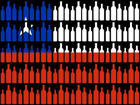 Wine bottles and chilean flag Stock Illustration