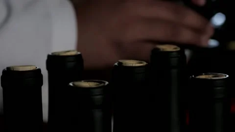 Wine Bottles Arranged Video stock 150479415