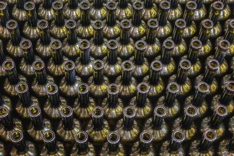 Wine bottles background, winemaking process, preparing wine for bottling in a 库存照片