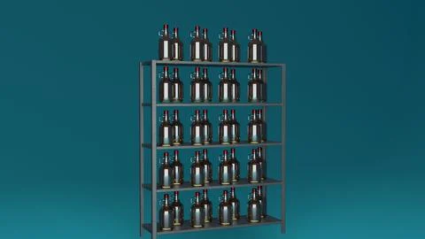 Wine Bottles with Cabinet 2 Stock Illustration