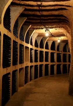 Wine bottles in the cellar Stock Photos