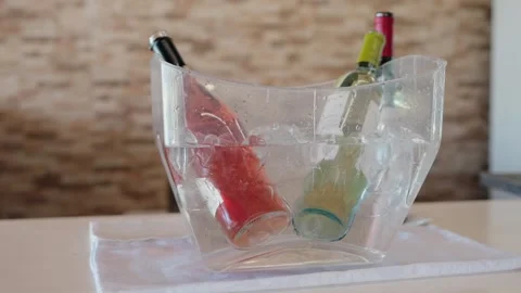 Wine bottles in ice bucket Stock-Footage 307160361