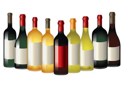 Wine Bottles Stock Illustration