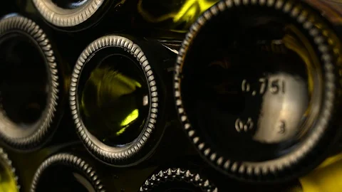 Wine bottles lying in the cellar bottom Stock Footage 121971791