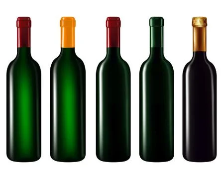 Wine bottles in row Stock Illustration