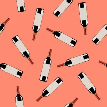 Wine Bottles Seamless Pattern Stock Illustration