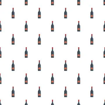Wine bottles seamless pattern illustration on white background Stock Illustration