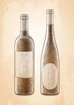 Wine bottles skatch Stock Illustration