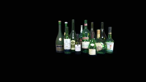 Wine Bottles Spin Slowly (Alpha). Video stock 237358641