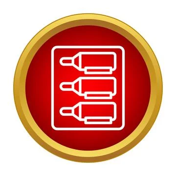 Wine bottles stacking icon on red background 库存插图