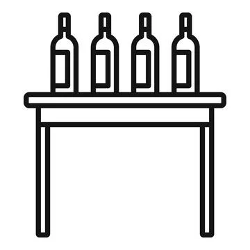 Wine bottles table icon, outline style Stock Illustration