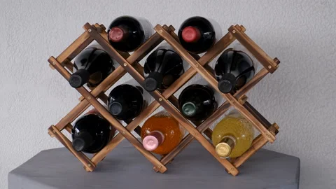 Wine bottles on the table. Selective focus. Stock Footage 307435997