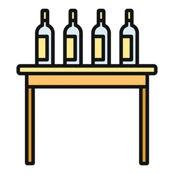 Wine bottles on a table for tasting event Stock Illustration