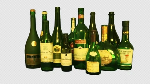 Wine bottles turn to the left (Alpha) Video stock 237358748