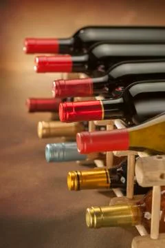 Wine bottles vertical Stock Photos