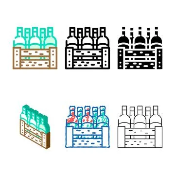 Wine box color icon vector multipack イラスト素材