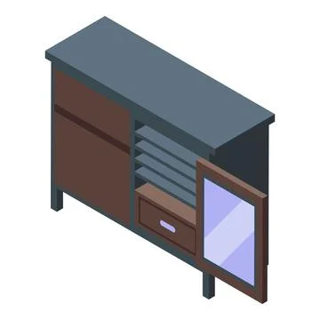 Wine cabinet table icon isometric vector. Wood bar Stock Illustration