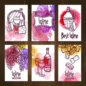 Wine Cards Set Stock Illustration