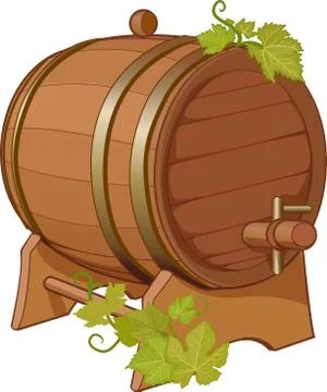 Wine cask vine decorated Stock Illustration