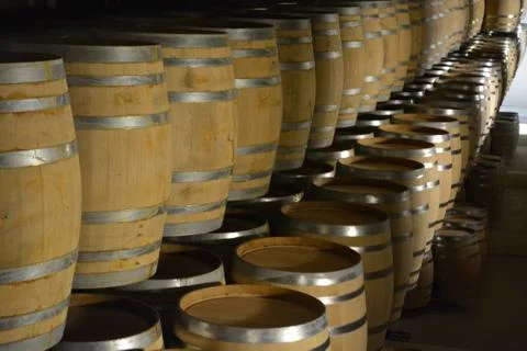 Wine Casks In A Row Stock Photos