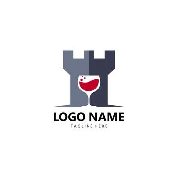 Wine Castle logo design vector Stock Illustration