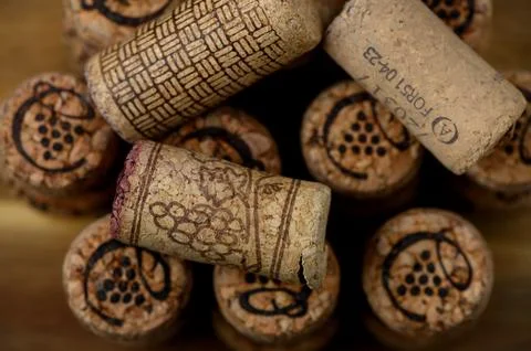 Wine celebration background with corks Foto stock