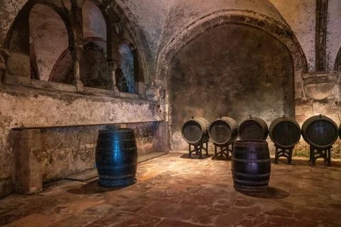 Wine cellar in the monastery Eberbach Stock Photos