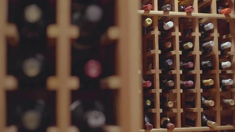 Wine cellar rack focus Видео 80326605