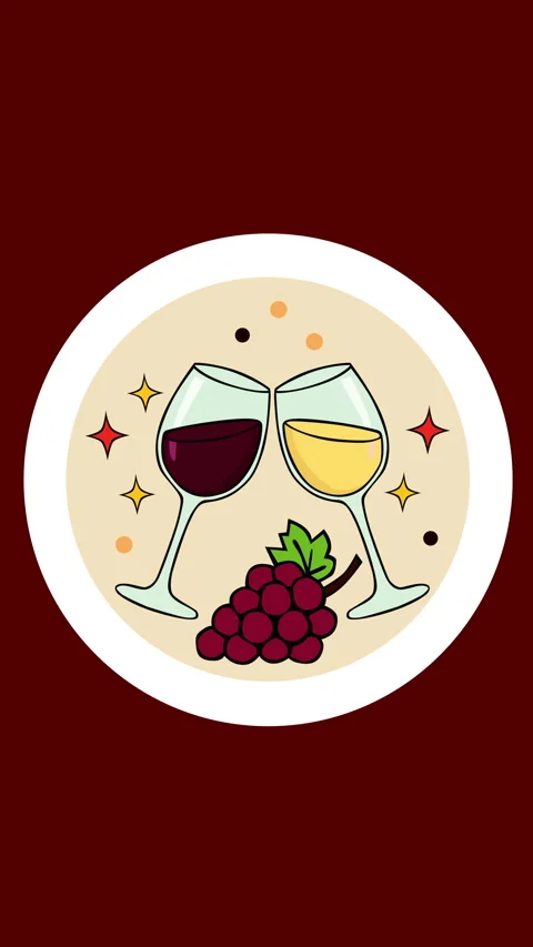 Wine Cheers Concept with Red and White Glasses and Grapes Stockbeeldmateriaal 333350329