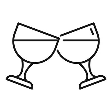 Wine cheers icon outline vector. Friend toast Stock Illustration