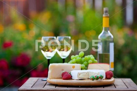 Wine & cheese garden party Stock Photos