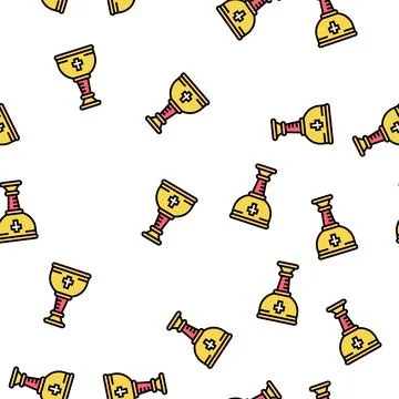 Wine christianity cup vector seamless pattern Stock Illustration