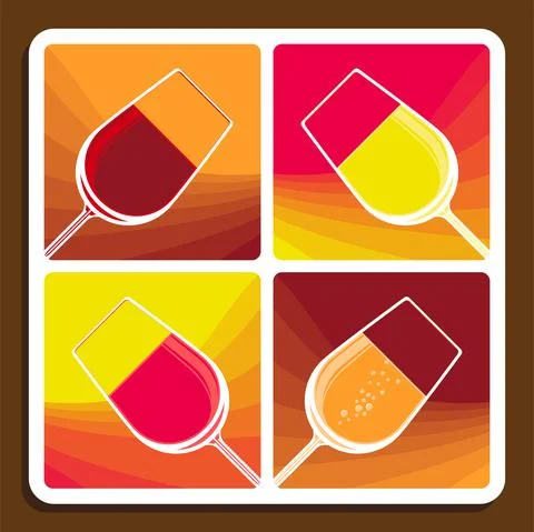 Wine collage showing different varieties Stock Illustration
