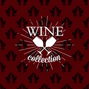 Wine collection logo on seamless pattern, vector illustration Stock Illustration