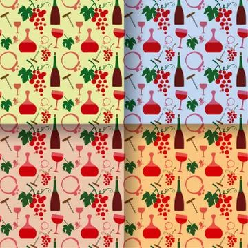 Wine color seamless patterns Stock Illustration