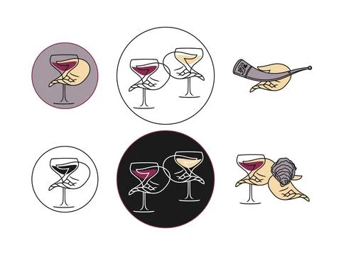 Wine concept collection for a logo on a white background Stock Illustration