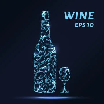 The wine consists of points, lines and triangles. The polygon shape in the .. Stock Illustration