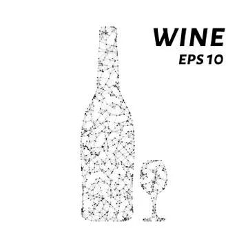 The wine consists of points, lines and triangles. The polygon shape in the .. Stock Illustration