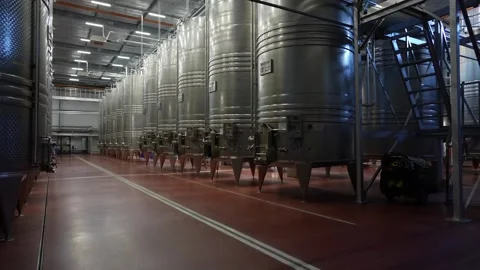 Wine containers in a large factory Video stock 164921789