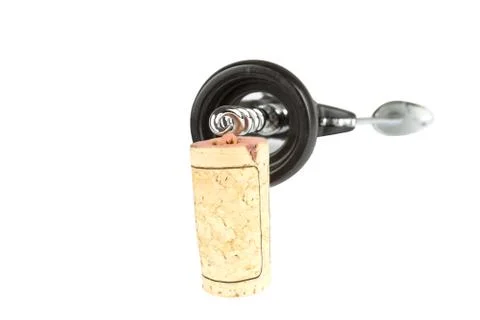 Wine cork and corkscrew Stock Photos
