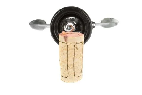 Wine cork and corkscrew Stock Photos