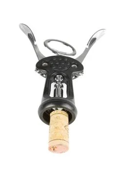 Wine cork and corkscrew Stock Photos