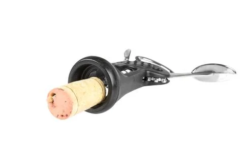 Wine cork and corkscrew Stock Photos