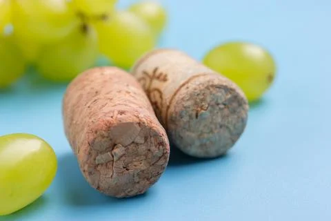 Wine cork and grape Stock Photos