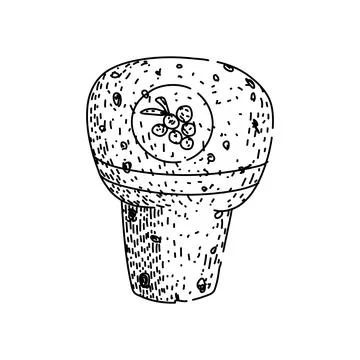 Wine cork stopper with grape cluster top artwork Stock Illustration