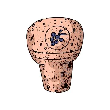 Wine cork stopper with grape cluster illustration design Stock Illustration