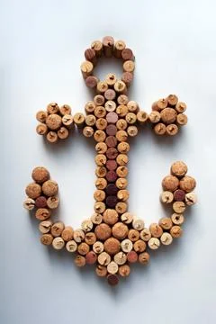 Wine corks anchor composition on white background Stock Photos