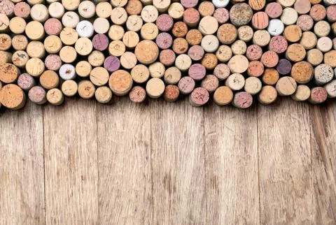 Wine corks background. Copy space Stock Photos