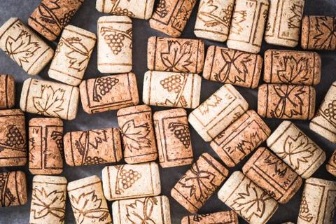 Wine corks background overhead Stock Photos