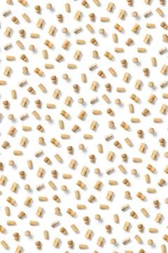 Wine corks background on a white backlit background. wine background with cor Stock Photos